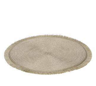 Στρογγυλό πλεκτό σουπλά με κρόσσι σαμπανί