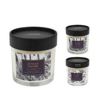 Αρωμ. κερί σε γυάλινο δοχείο με tropical print