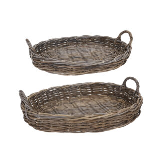Σ/2 Πλεκτοί δίσκοι με χερούλι Kubu rattan 58+67cm