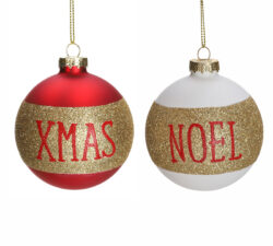 Γυάλινη μπάλλα "Xmas" & "Noel"