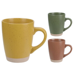 Κούπα stoneware 320ml σε λαδί/κίτρινο/κεραμιδί