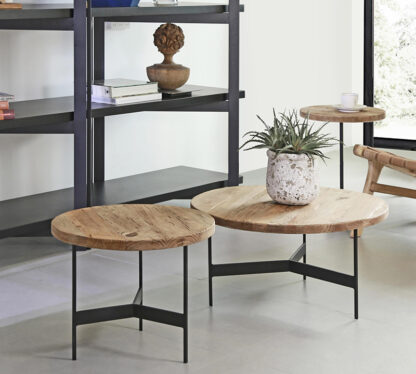 Στρογγυλό side table, μασίφ καπάκι μεταλ.βάση δ.50x39cm - Image 2
