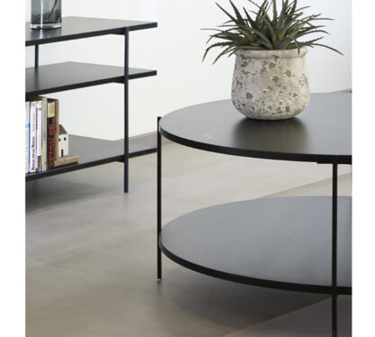 Στρογγυλό side table με ράφι, μαύρο χρ.,δ.61x55cm - Image 2