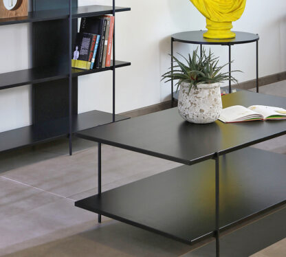 Coffee table με ράφι,μαύρο χρ., δ.120x61x42cm - Image 2