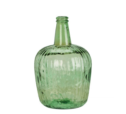 Vintage βάζο απο ανακυκλωμένο γυαλί λαδί χρώμα 37cm