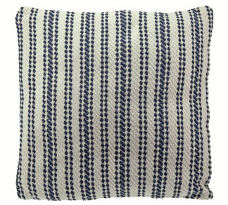 Μαξιλάρι cotton με χειροποιητη ύφανση ριγέ λευκό/μπλε