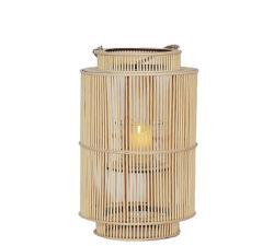 Φανάρι Rattan με δερμάτινη λαβή