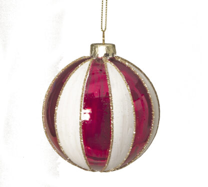Glass Ball Red/White Stripes