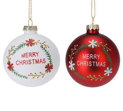 Γυάλινη μπαλλα "Merry Xmas"2χρ.
