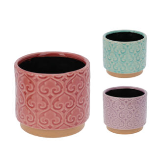 Κεραμικό κασπό με ανάγλυφο σχ.damask