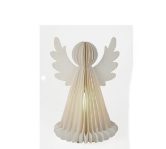 Άγγελος χάρτινος με φως&timer λευκός