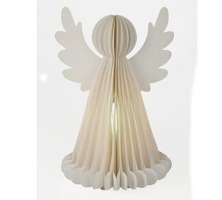 Άγγελος χάρτινος με φως&timer λευκός