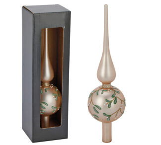 Γυάλ.κορυφή ματ ροζ με πράσινα φύλλα 8x30cm