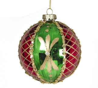 Γυάλ.μπάλλα κόκκινη/πράσινη 10cm