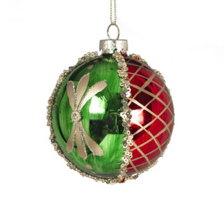 Γυάλ.μπάλλα κόκκινη/πράσινη 8cm