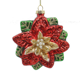 Γυάλ.στολίδι σχ.λουλούδι 10cm