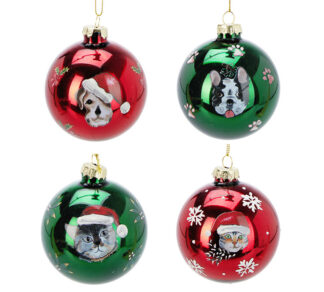 Γυάλινη μπάλλα "Cats & Dogs" σε 2 χρώματα 8cm