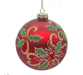 Γυάλινη μπάλλα με πράσινα γκυ σε κόκκινο χρ.