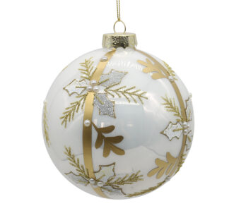Γυάλινη μπάλλα με χρυσά γκυ σε λευκό χρ.