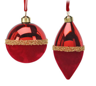 Γυάλινη μπαλλα & σταγόνα κόκκινο βελούδο