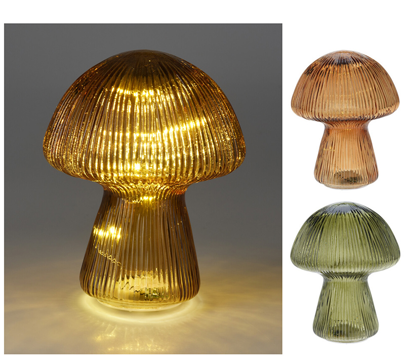 Γυάλινο διακοσμητικό μανιτάρι με 10Led