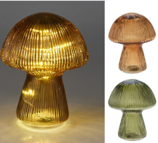 Γυάλινο διακοσμητικό μανιτάρι με 15Led