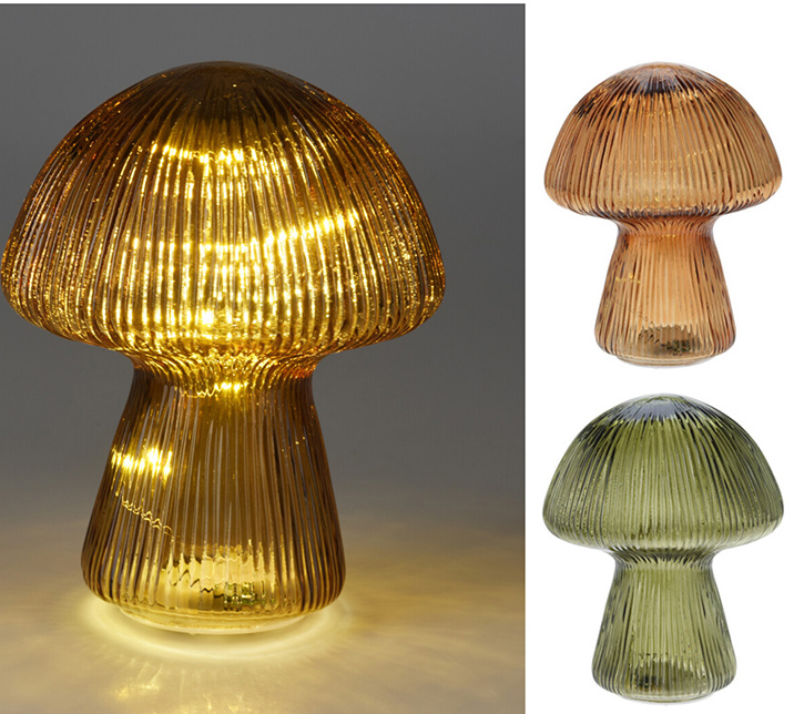 Γυάλινο διακοσμητικό μανιτάρι με 15Led