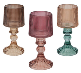 Γυάλινο κηροπήγιο με πόδι σε 3 χρωμ.
