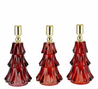 Γυάλινο κηροπήγιο σχ.έλατο κόκκινο-χρυσό 20cm