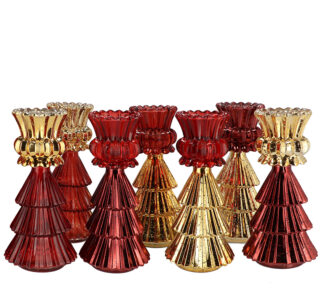 Γυάλινο ρεσώ σχ.έλατο κόκκινο-χρυσόί 28cm