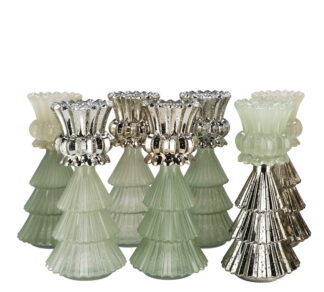 Γυάλινο ρεσώ σχ.έλατο μέντα-ασημί 28cm