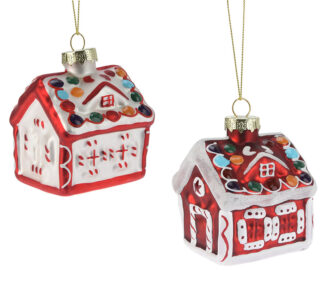 Γυάλινο στολίδι σπιτάκι σε 2 σχδ.