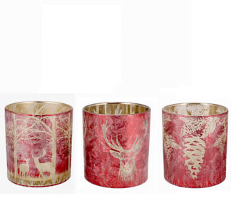 Γυάλινο φανάρι για ρεσό αντικέ κόκκινο 8cm