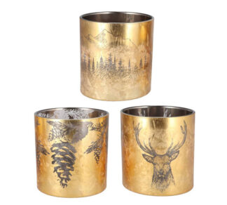 Γυάλινο φανάρι για ρεσό αντικέ χρυσό 13cm