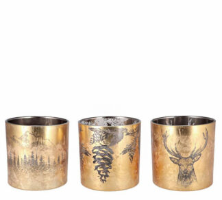 Γυάλινο φανάρι για ρεσό αντικέ χρυσό 8cm