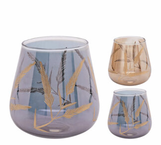 Γυάλινο φανάρι κεριού σε 2 χρωμ.