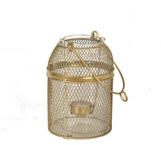 Γυάλινο φανάρι με μεταλλικό πλέγμα λευκό 18