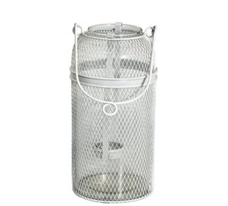 Γυάλινο φανάρι με μεταλλικό πλέγμα λευκό 25