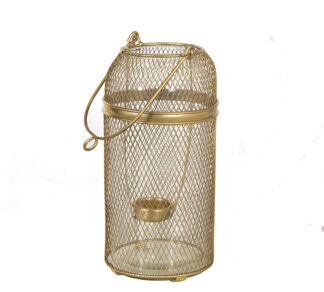 Γυάλινο φανάρι με μεταλλικό πλέγμα χρυσό 25