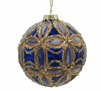 Γυαλ.μπάλλα baroque μπλε / χρυσή 10cm