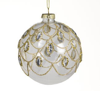 Γυαλ.μπάλλα διάφανη με χρυσό glitter 10cm