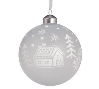 Γυαλ.μπάλλα οπαλινα με λευκό σπίτάκι 10cm