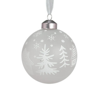 Γυαλ.μπάλλα οπαλινα με λευκό σπίτάκι 8cm