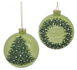 Γυαλ.μπάλλα στεφάνι & έλατο λαδί