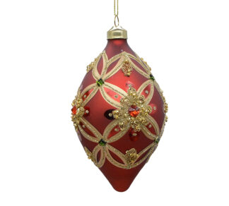 Γυαλ.στολίδι baroque με πέτρες κόκκινο/χρυσό 16cm