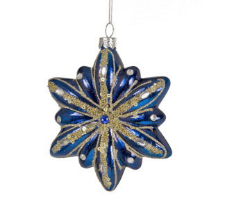 Γυαλ.στολίδι αστέρι μπλε / χρυσο 10cm
