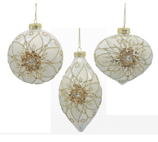 Γυαλ.στολίδια 3σχ.λευκό αλεξανδρινό 10-14cm