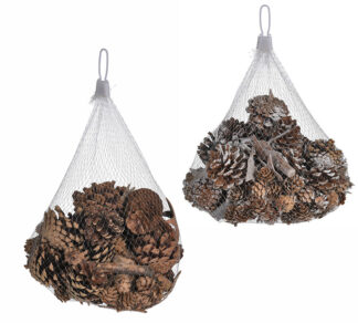 Διακοσμητικά κουκουνάρια (2 χρ.) σε δίχτυ 300γρ.