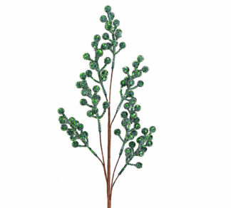 Κλαδί berries πράσινες παγιέτες & χαντρες 66cm
