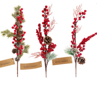 Κλαδί κόκκινα berries και φυλλα έλατου